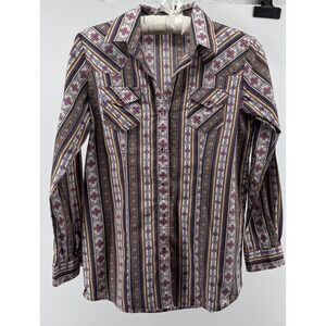 Cruel Girl Western Aztec Stripe Shirt XL 14-16 Boho Rodeo Snap Y2K Cowgirl